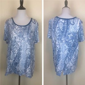 SOLD Tommy Hilfiger Split Back Short Sleeve Knit Blouse